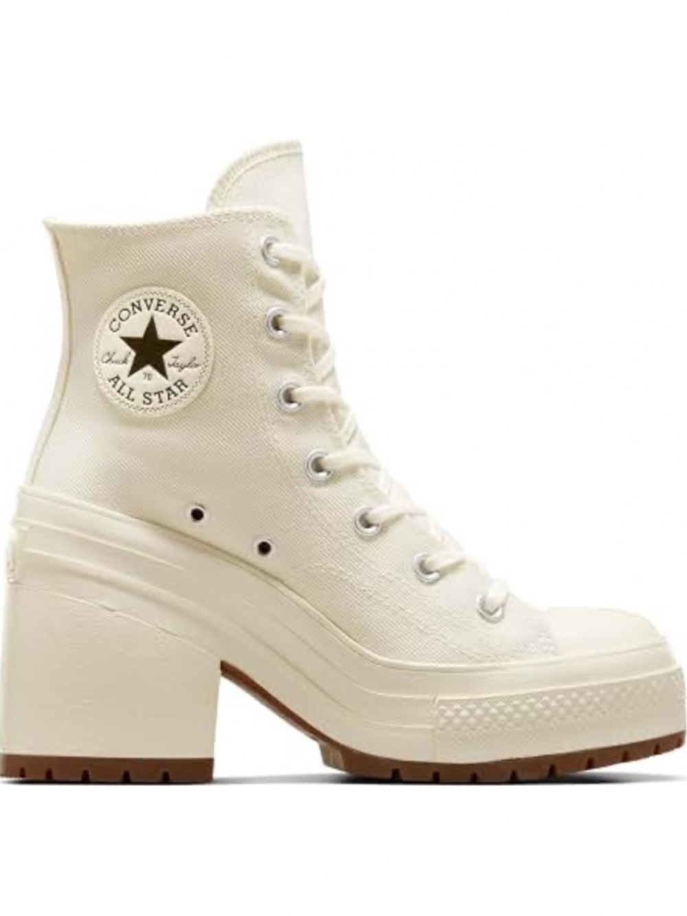 Converse Chuck 70 De Luxe Heel Platform High Top Sneakers Egret White Size 7.5